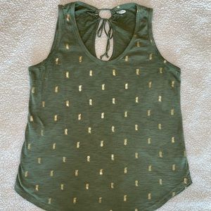 Olive green pineapple Old Navy tie back tank